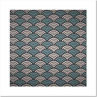 Japanese blue seigaiha wave pattern Posters and Art